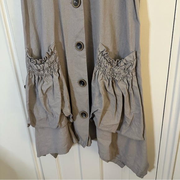 Forcynthia Linen Dress Shark Bite Hem Asymmetrical Boho Lagenlook Artsy Large - Picture 4 of 8